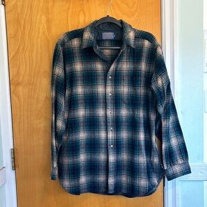Pendleton Men’s Vintage wool flannel XL long - green/navy plaid
